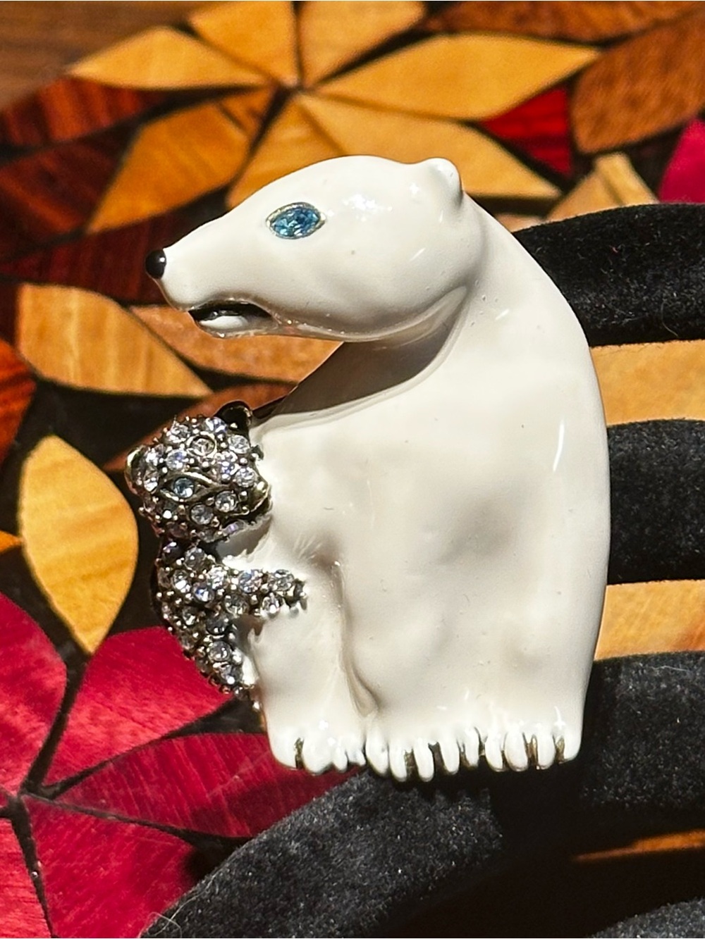 Heidi Daus "Petite Polar Vortex " Crystal & enamel Polar Bear Pin